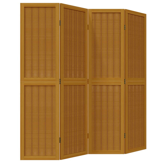 Kamerscherm Met 4 Panelen Massief Paulowniahout Bruin