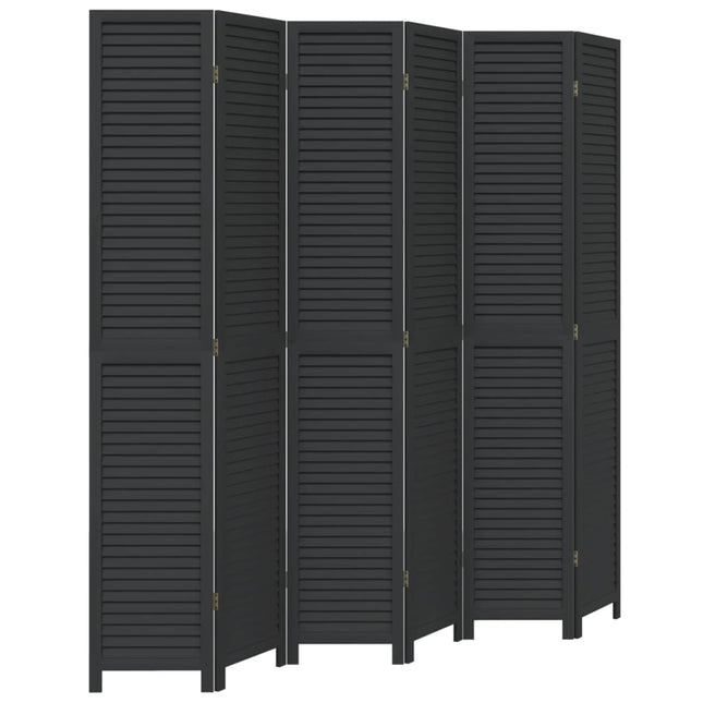 Kamerscherm Met 6 Panelen Massief Paulowniahout Zwart