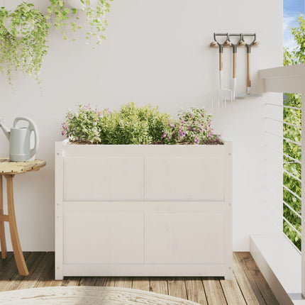 Plantenbak 90X50X70 Cm Massief Grenenhout Wit