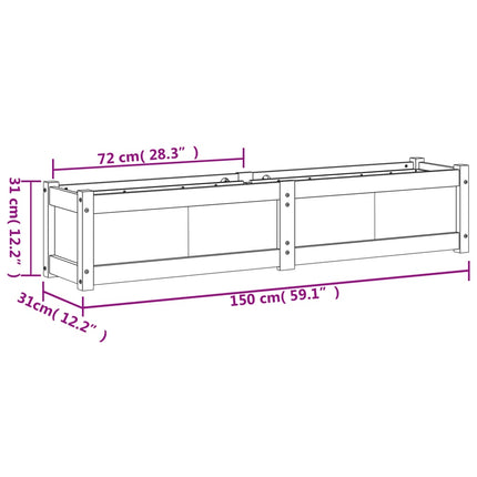 Plantenbak 150X31X31 Cm Massief Grenenhout