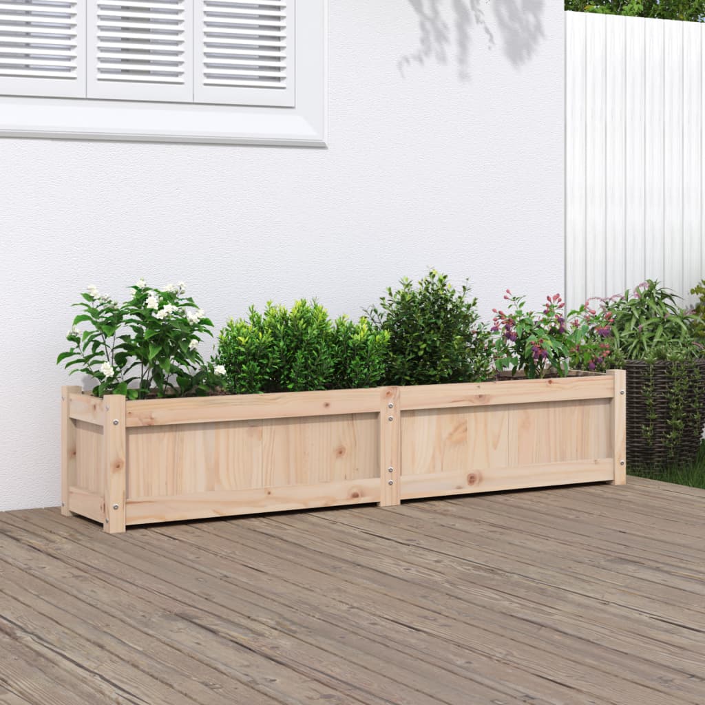 Plantenbak 150X31X31 Cm Massief Grenenhout Wit