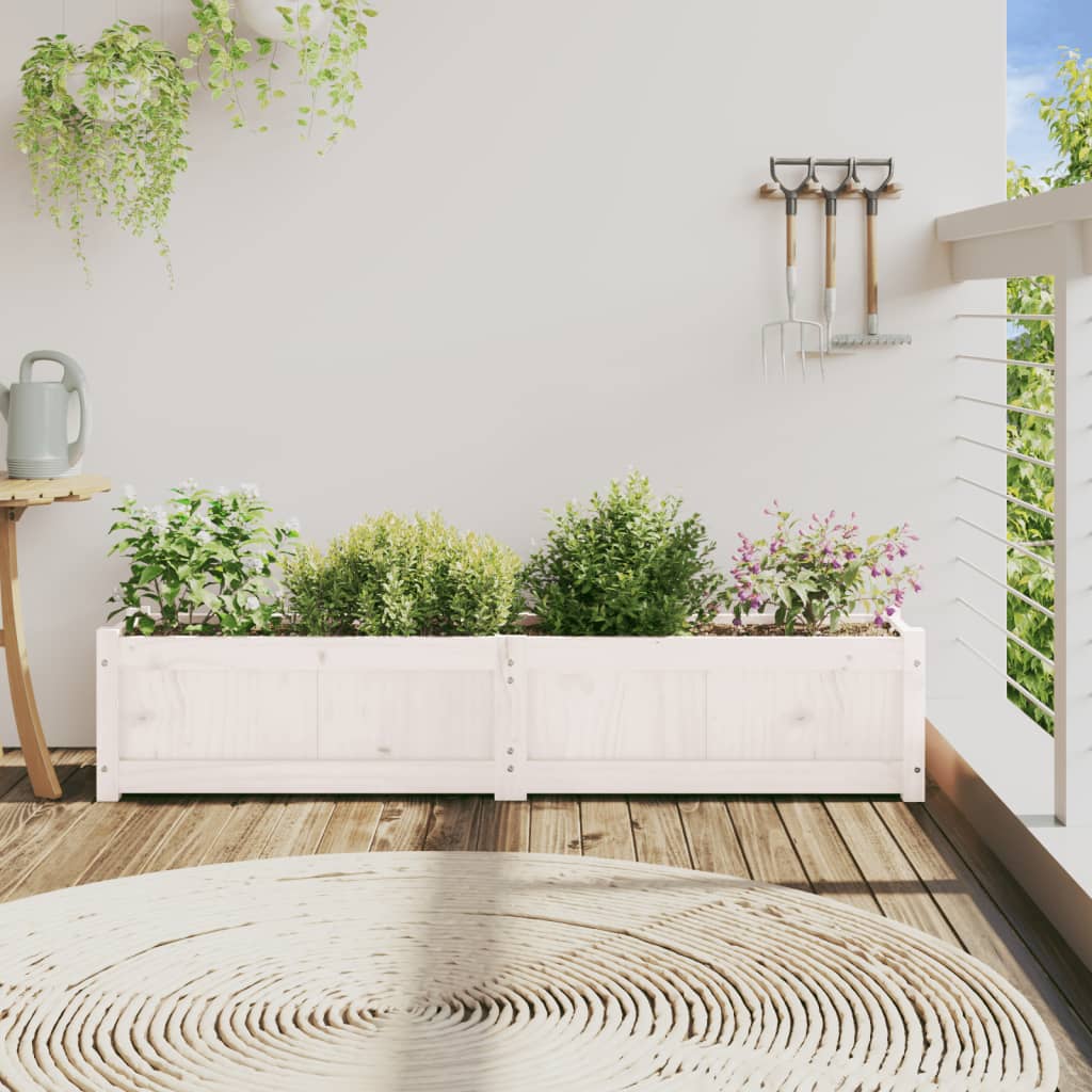 Plantenbak 150X31X31 Cm Massief Grenenhout Wit