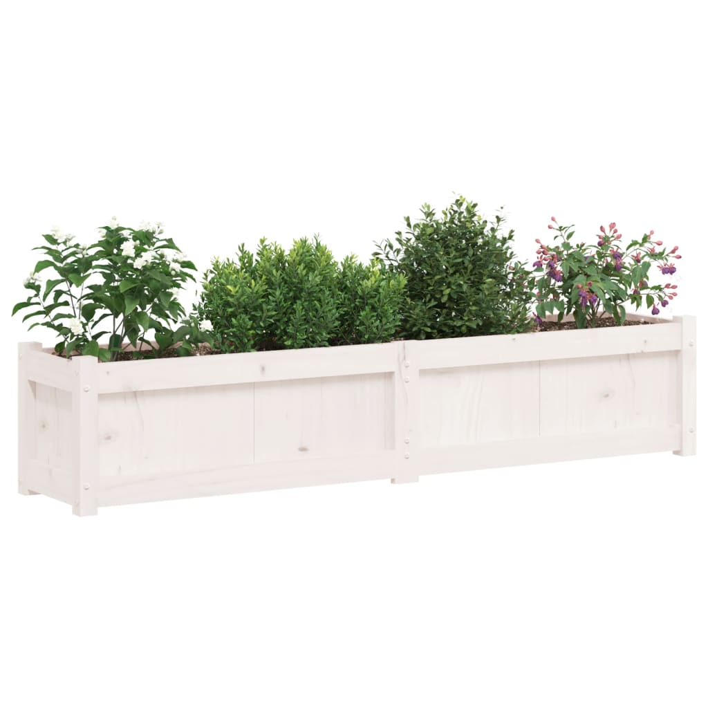 Plantenbak 150X31X31 Cm Massief Grenenhout Wit