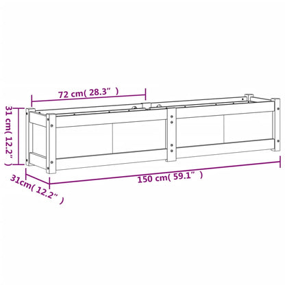 Plantenbak 150X31X31 Cm Massief Grenenhout Wit