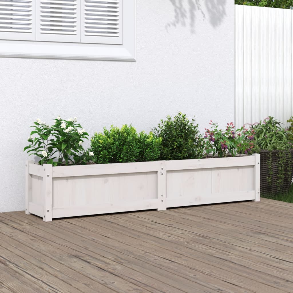 Plantenbak 150X31X31 Cm Massief Grenenhout Wit