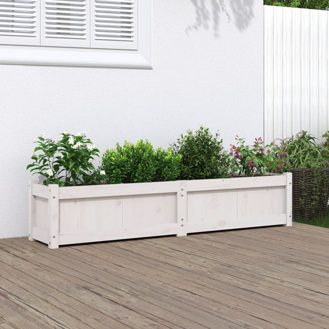 Plantenbak 150X31X31 Cm Massief Grenenhout Wit
