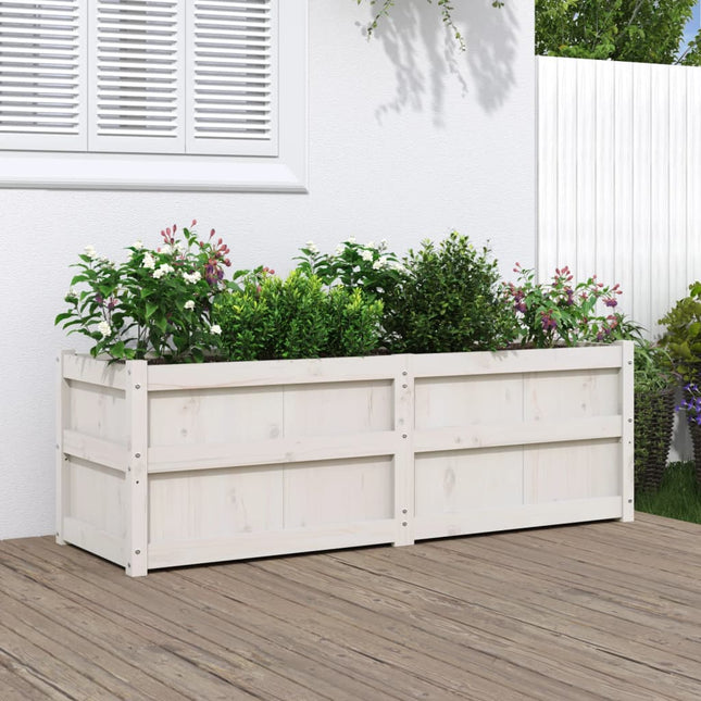 Plantenbak 150X50X50 Cm Massief Grenenhout Wit