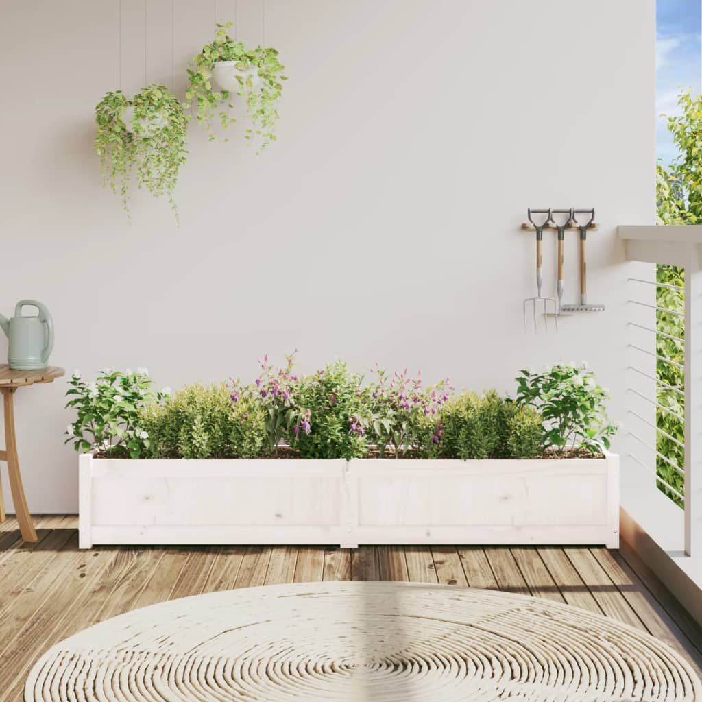 Plantenbak 180X31X31 Cm Massief Grenenhout Wit