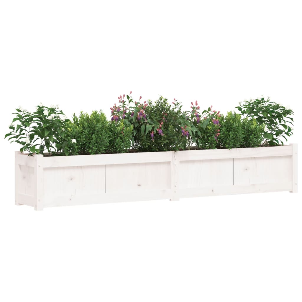 Plantenbak 180X31X31 Cm Massief Grenenhout Wit