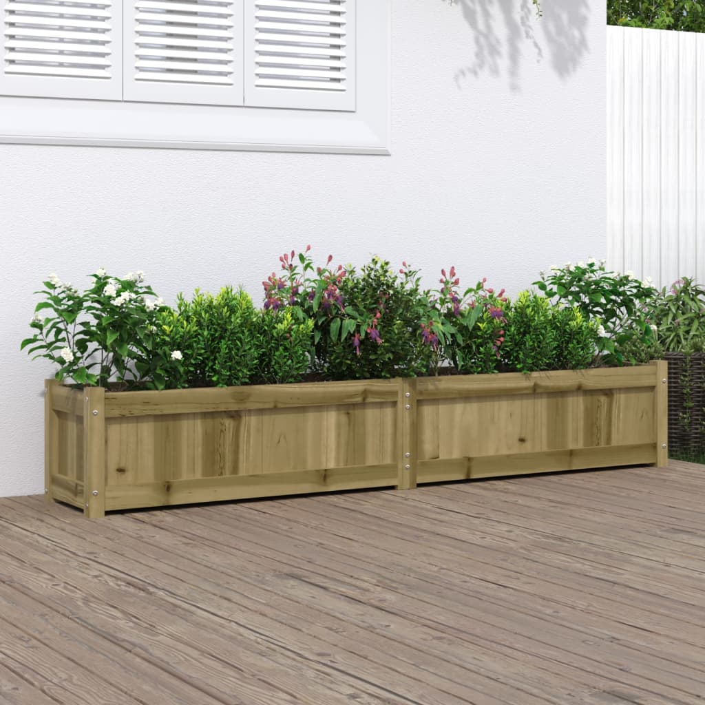 Plantenbak 180X31X31 Cm Massief Grenenhout Wit