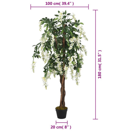 Kunstplant Wisteria 1260 Bladeren Groen En Wit