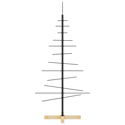 Kerstdecoratie kerstboom met houten basis 120 cm metaal zwart