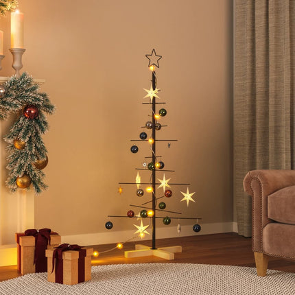 Kerstdecoratie Kerstboom Met Houten Basis Metaal