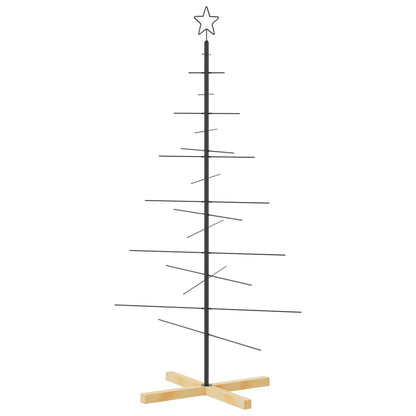 Kerstdecoratie kerstboom met houten basis 150 cm metaal zwart