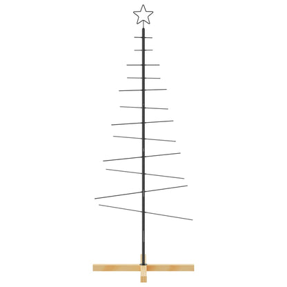 Kerstdecoratie kerstboom met houten basis 150 cm metaal zwart