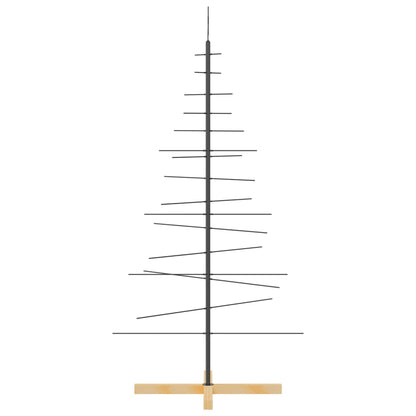 Kerstdecoratie kerstboom met houten basis 150 cm metaal zwart