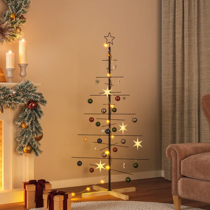 Kerstdecoratie Kerstboom Met Houten Basis Metaal