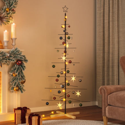 Kerstdecoratie Kerstboom Met Houten Basis Metaal