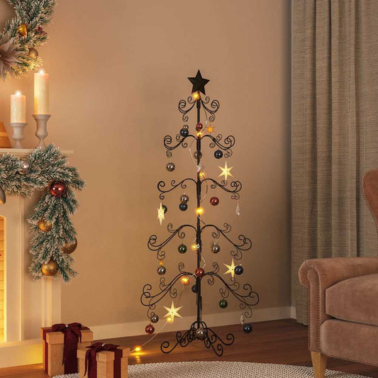Kerstdecoratie kerstboom 150 cm metaal zwart