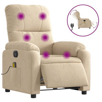 Massagestoel Elektrisch Verstelbaar Microvezelstof Crèmekleurig Crème