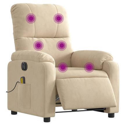 Massagestoel Elektrisch Verstelbaar Microvezelstof Crèmekleurig Crème