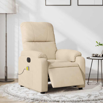 Massagestoel Elektrisch Verstelbaar Microvezelstof Crèmekleurig Crème