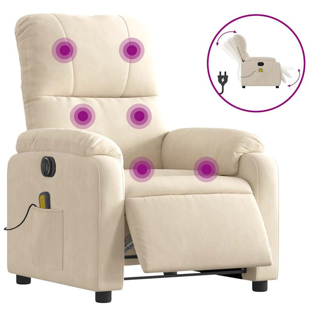 Massagestoel Elektrisch Verstelbaar Microvezelstof Beige