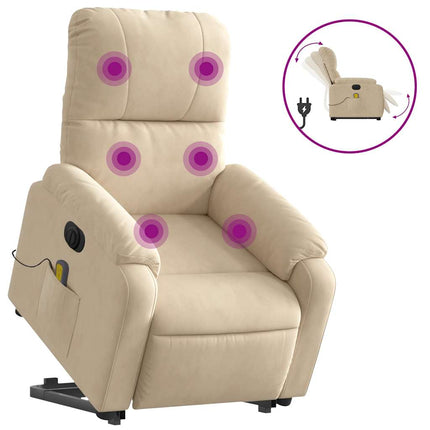 Sta-Op-Massagestoel Elektrisch Microvezelstof Crèmekleurig Crème