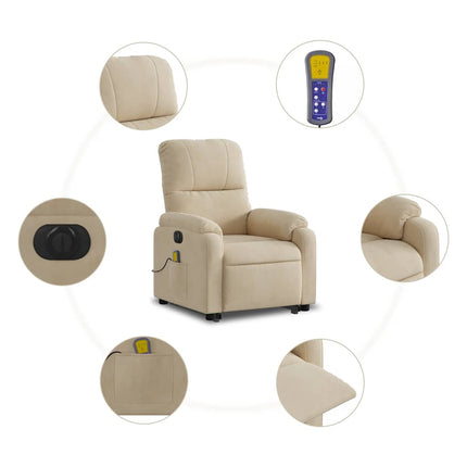 Sta-Op-Massagestoel Elektrisch Microvezelstof Crèmekleurig Crème
