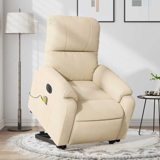 Sta-Op-Massagestoel Elektrisch Microvezelstof Crèmekleurig Crème