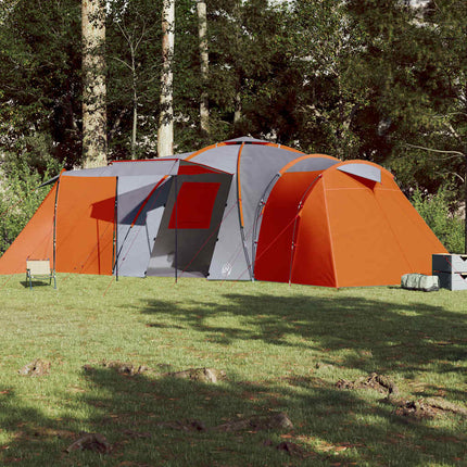 Koepeltent 12-Persoons Waterdicht Grijs En Oranje
