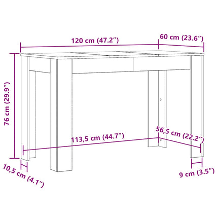 Eettafel 120X60X76 Cm Bewerkt Hout Kleurig