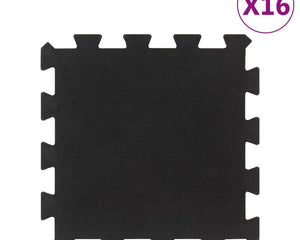 Rubbertegels 16 St 16 Mm 30X30 Cm Zwart