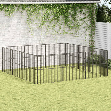 Hondenkennel 4 Panelen Gepoedercoat Staal Zwart