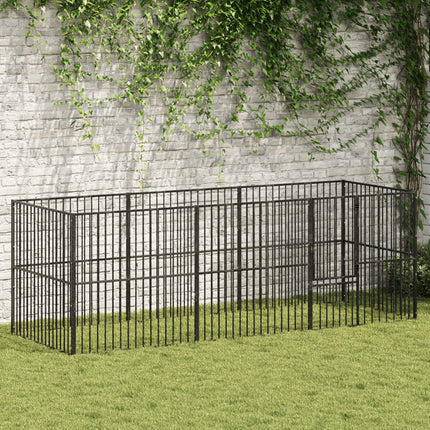 Hondenkennel 4 Panelen Gepoedercoat Staal Zwart