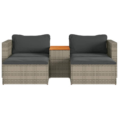 5-Delige Loungeset Met Kussens Poly Rattan Acacia