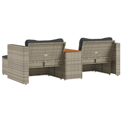 5-Delige Loungeset Met Kussens Poly Rattan Acacia