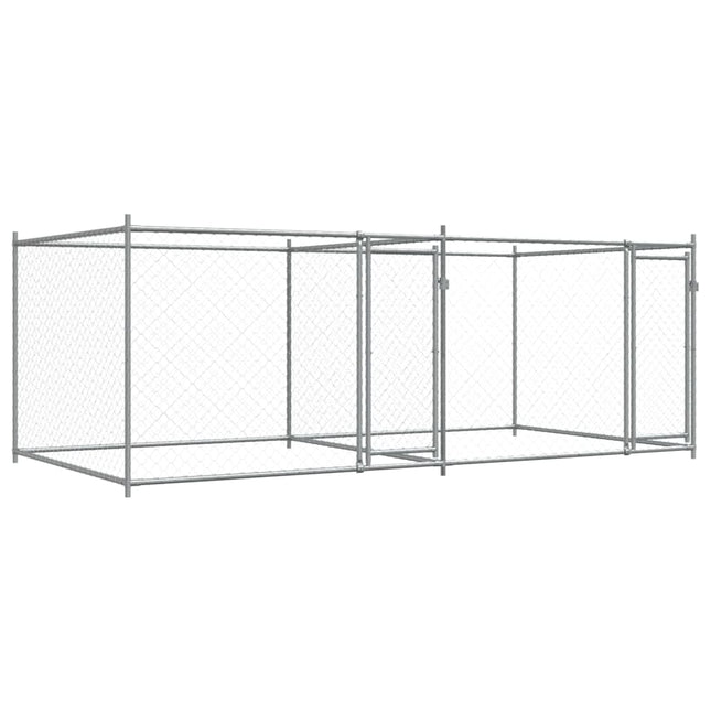 Hondenhok Met Deuren 4X2X1,5 M Gegalvaniseerd Staal Grijs