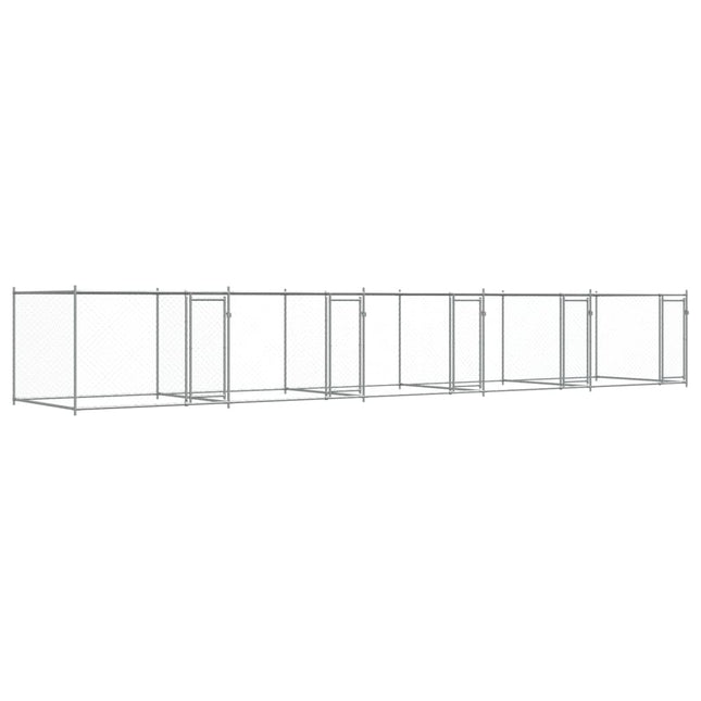 Hondenhok Met Deuren 10X2X1,5 M Gegalvaniseerd Staal Grijs