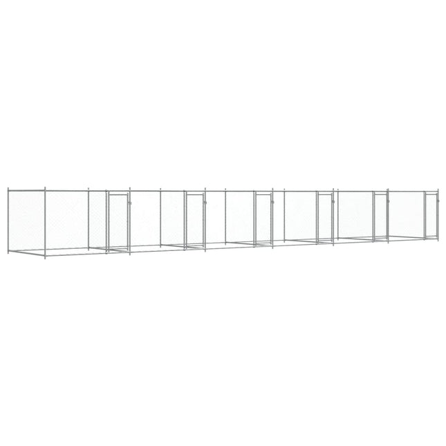Hondenhok Met Deuren 12X2X1,5 M Gegalvaniseerd Staal Grijs