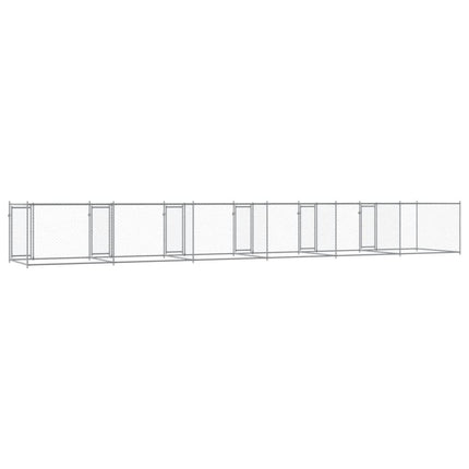 Hondenhok Met Deuren 12X2X1,5 M Gegalvaniseerd Staal Grijs