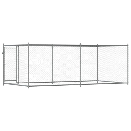 Hondenhok Met Deur 4X2X1,5 M Gegalvaniseerd Staal Grijs