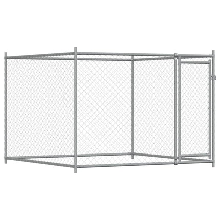 Hondenhok Met Deur 4X2X1,5 M Gegalvaniseerd Staal Grijs