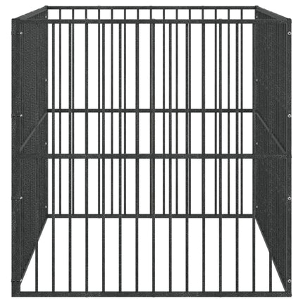 Hondenkennel 4 Panelen Gepoedercoat Staal Zwart