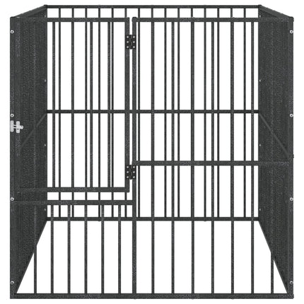 Hondenkennel 4 Panelen Gepoedercoat Staal Zwart