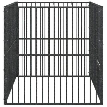 Hondenkennel 4 Panelen Gepoedercoat Staal Zwart