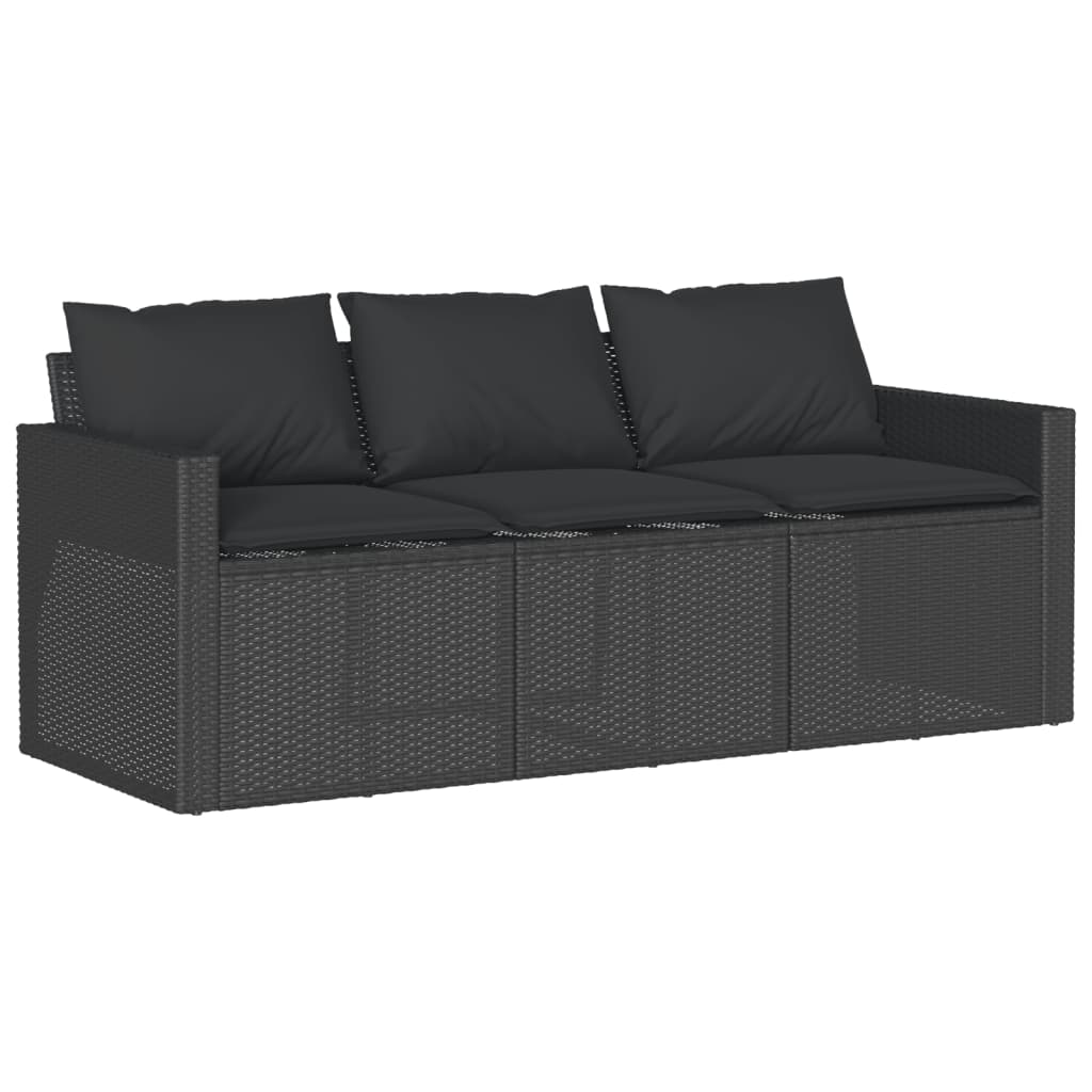 Tuinbank 3-Zits Met Kussens Poly Rattan