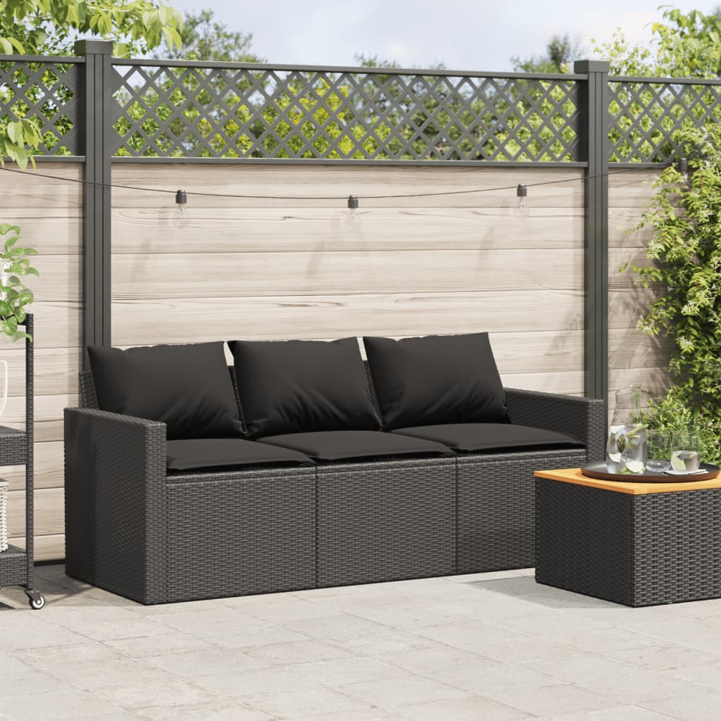 Tuinbank 3-Zits Met Kussens Poly Rattan