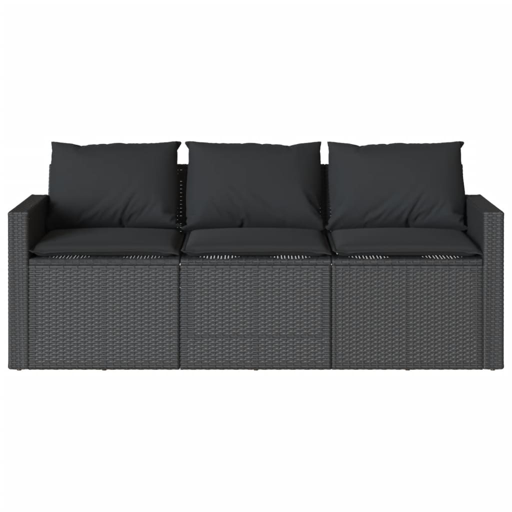 Tuinbank 3-Zits Met Kussens Poly Rattan