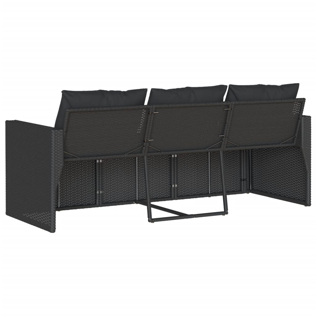 Tuinbank 3-Zits Met Kussens Poly Rattan